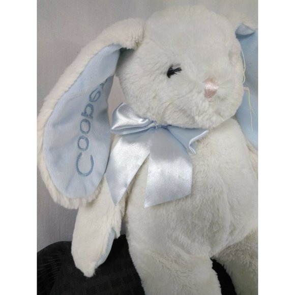 Bearington Collection Personalized Name "Cooper" 17" White/Blue Rabbit plushie - Picture 8 of 12
